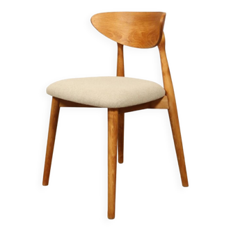 Chaise moderne design scandinave bois clair tissu Lin naturel design moderne milieu du siècle