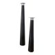 Pair of designer candlesticks, XXL, tapered, teak and chrome metal, 1980s