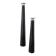 Pair of designer candlesticks, XXL, tapered, teak and chrome metal, 1980s