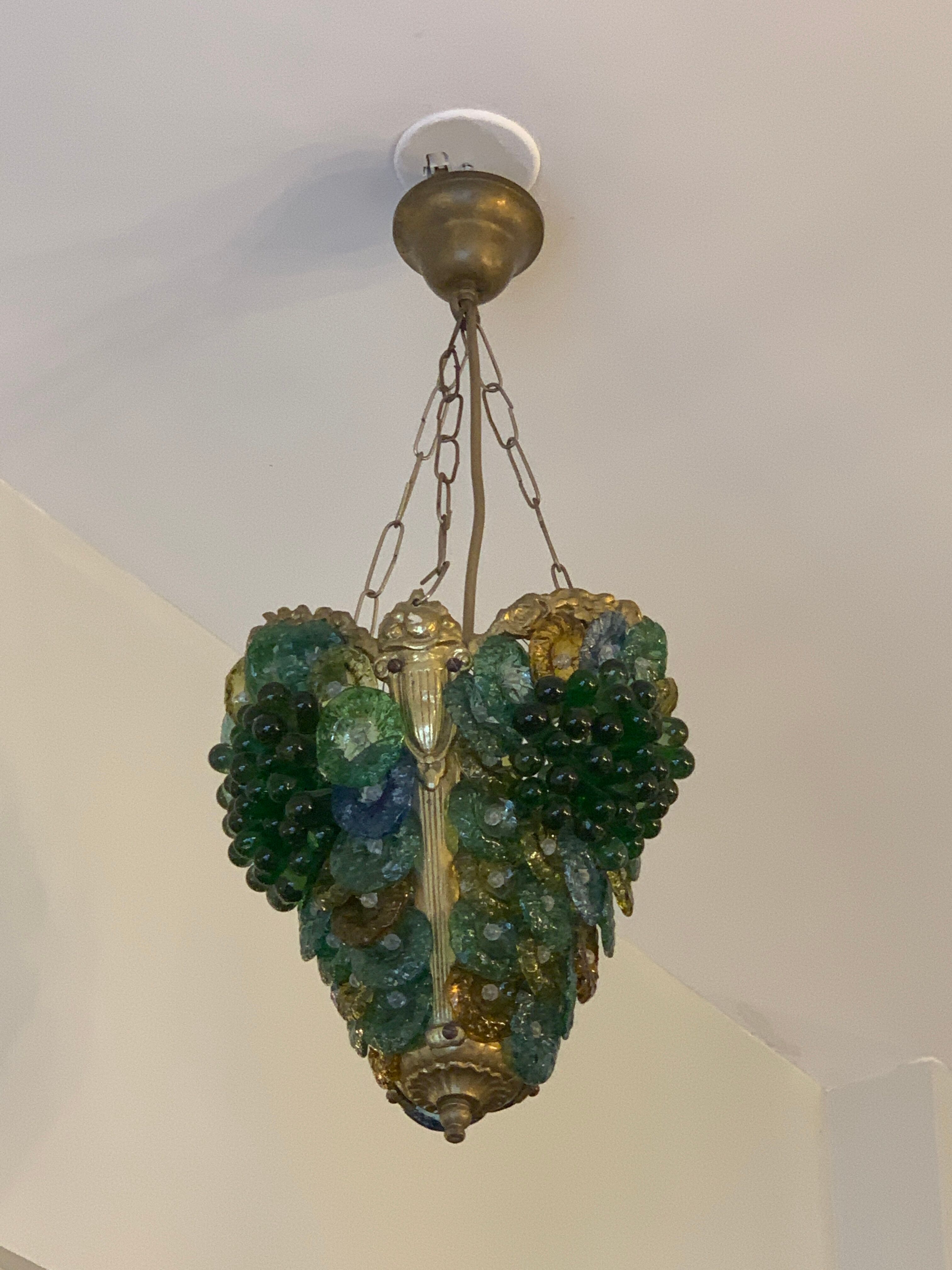 Chandelier in Italian glass paste Murano art deco