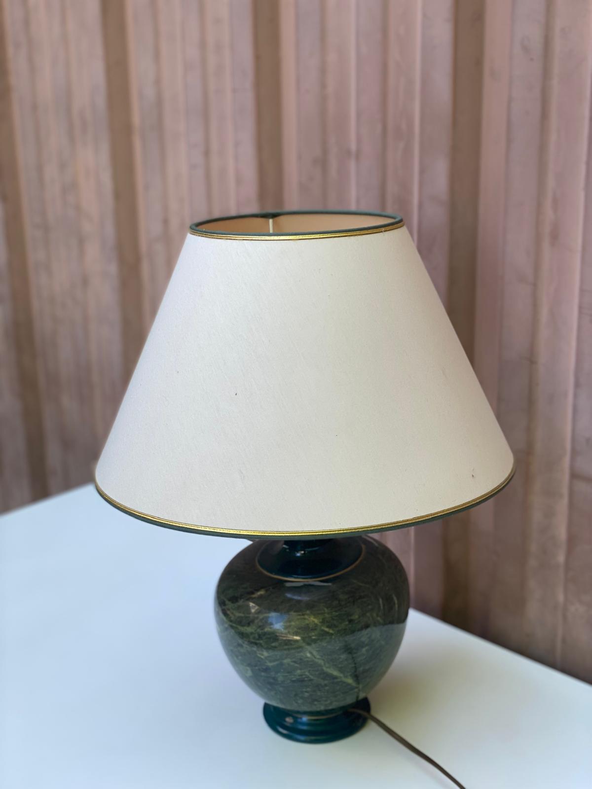 Vintage lamp signed Olivier Corro in green ceramic.