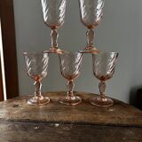 Vintage set of 5 small Luminarc Rosaline liqueur glasses