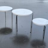 Vintage set of three round side tables nesting tables from the 70s design