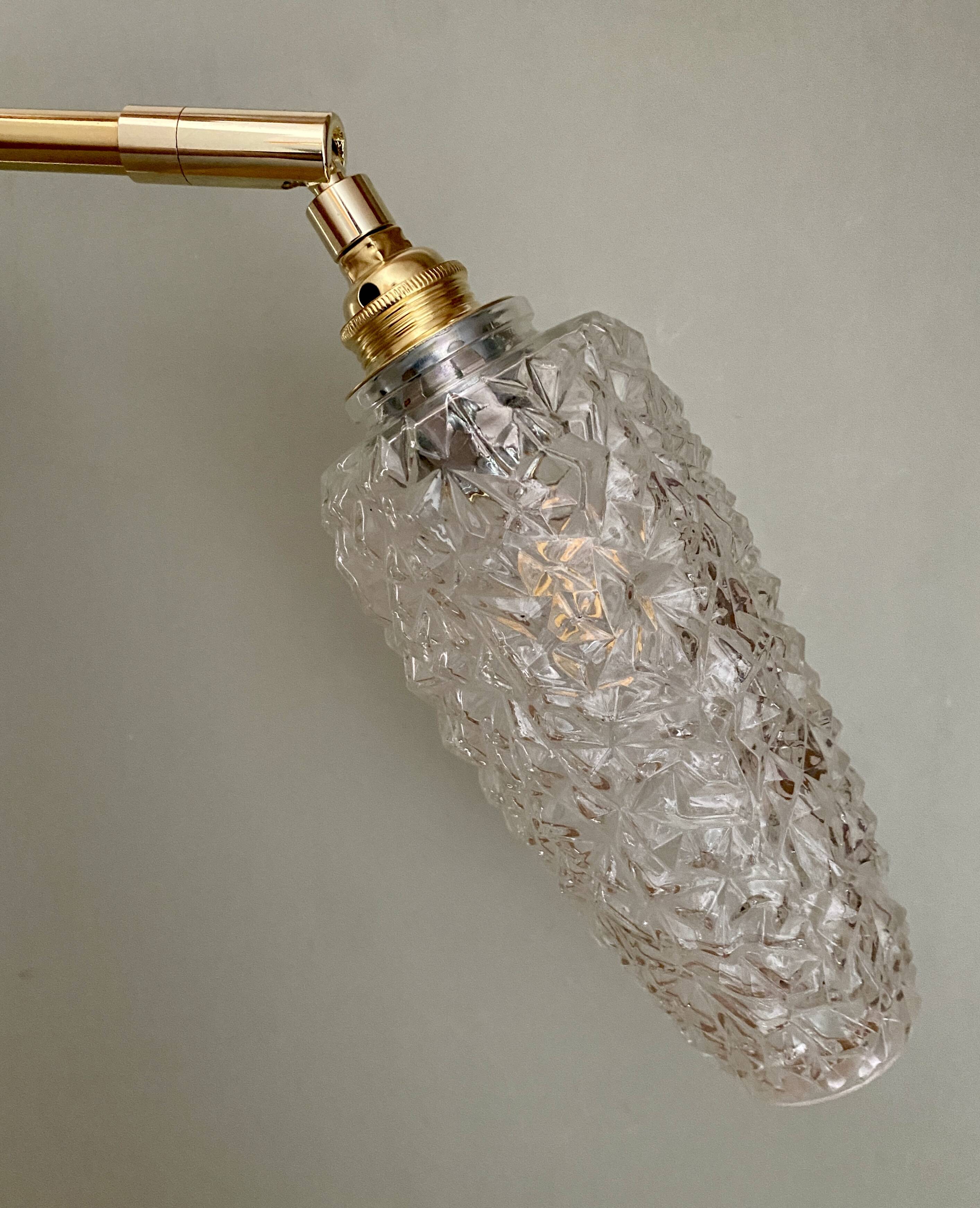 Vintage tulip wall light in diamond-point glass