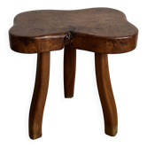 1950s elm tripod stool, clover shape