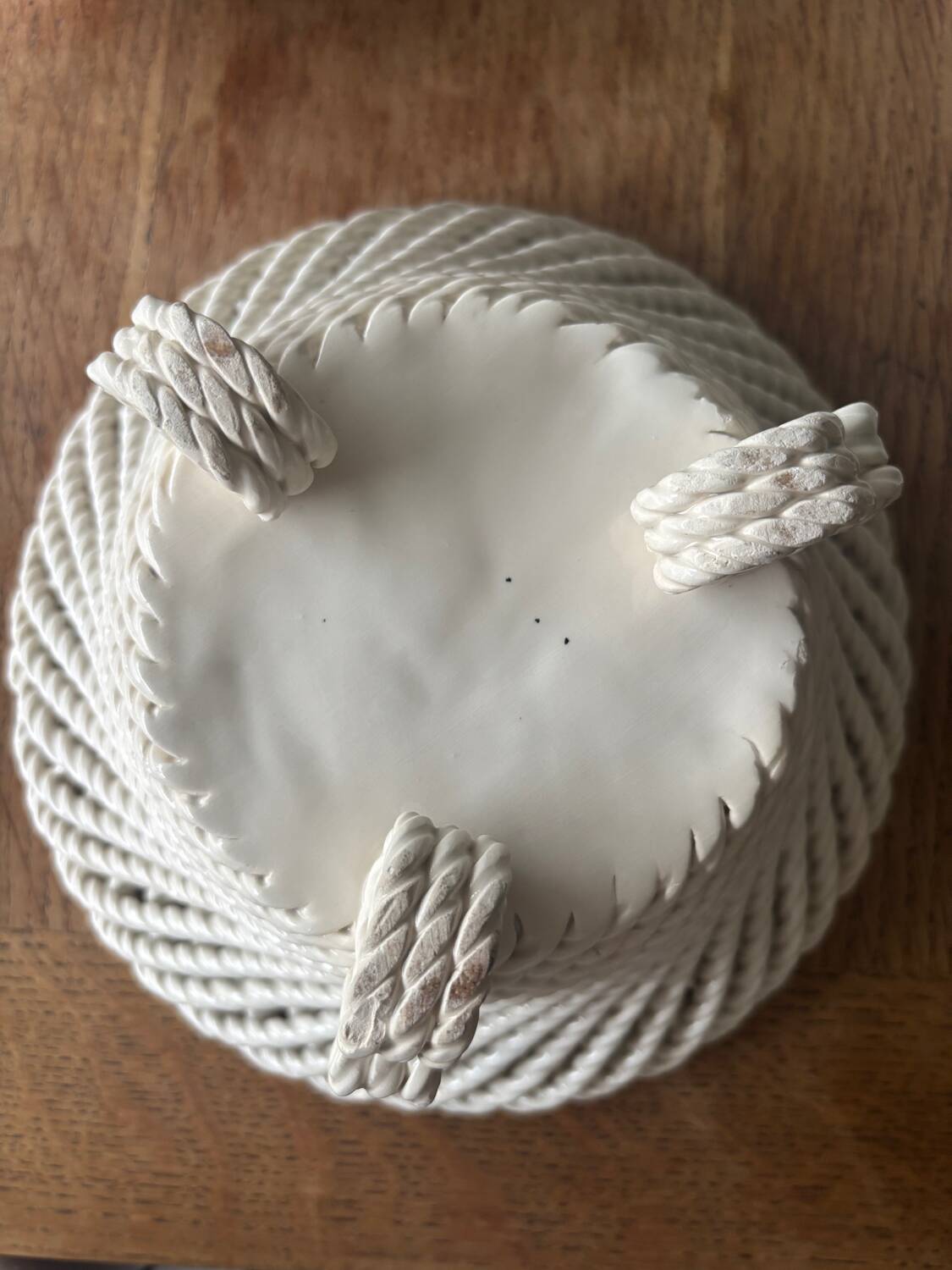 Antique twisted ceramic basket, 1930