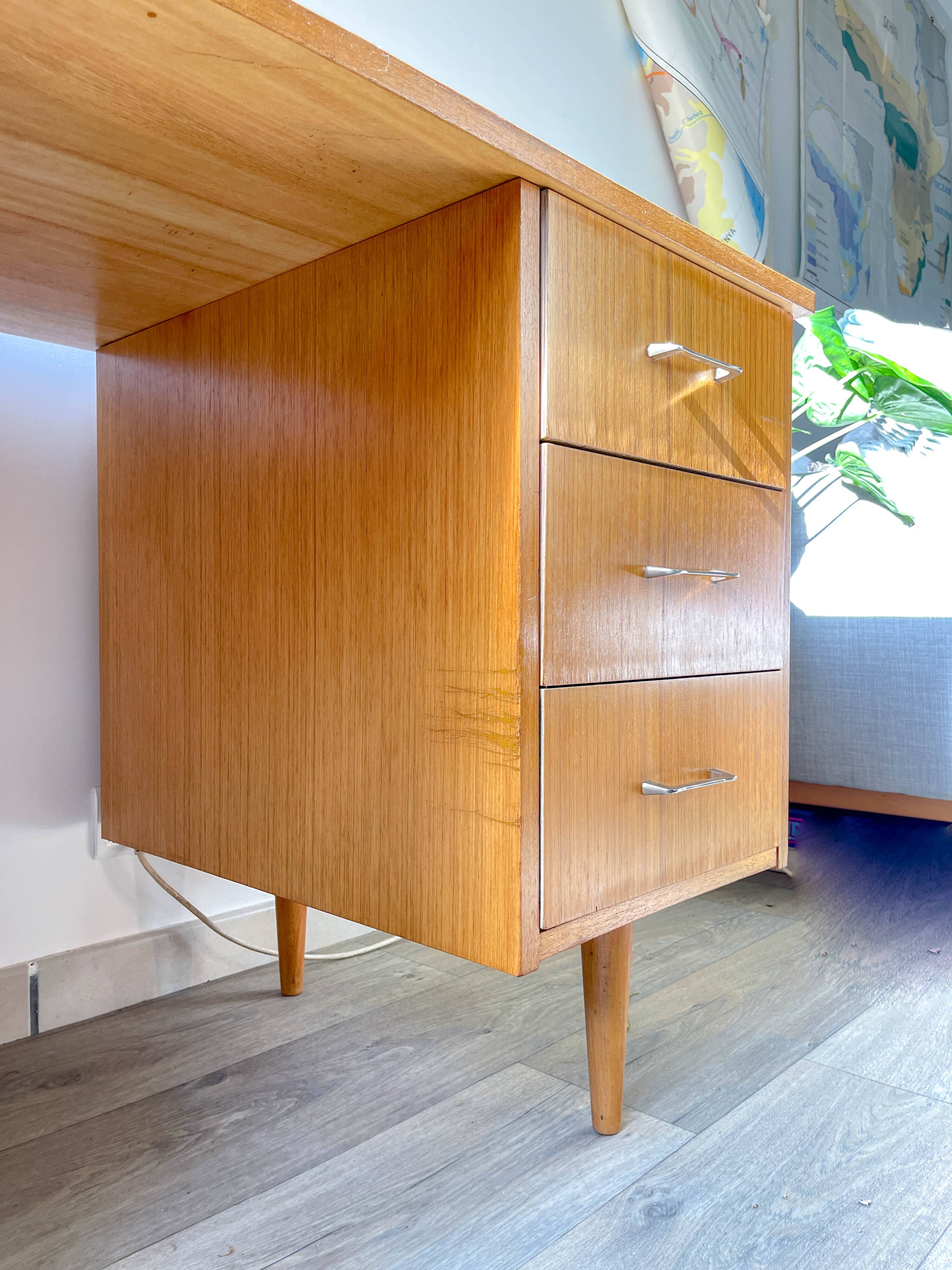 Vintage Scandinavian Formica Desk with 3 Drawers from the 70s