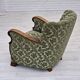 1960s, Danish armchair, green furniture velour, solid oak wood.