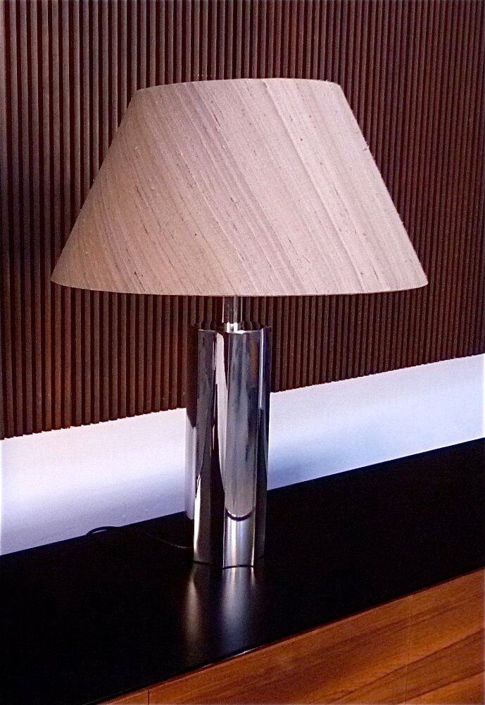 Sculptural Italian chromed metal table lamps, 1960s, Set of 2