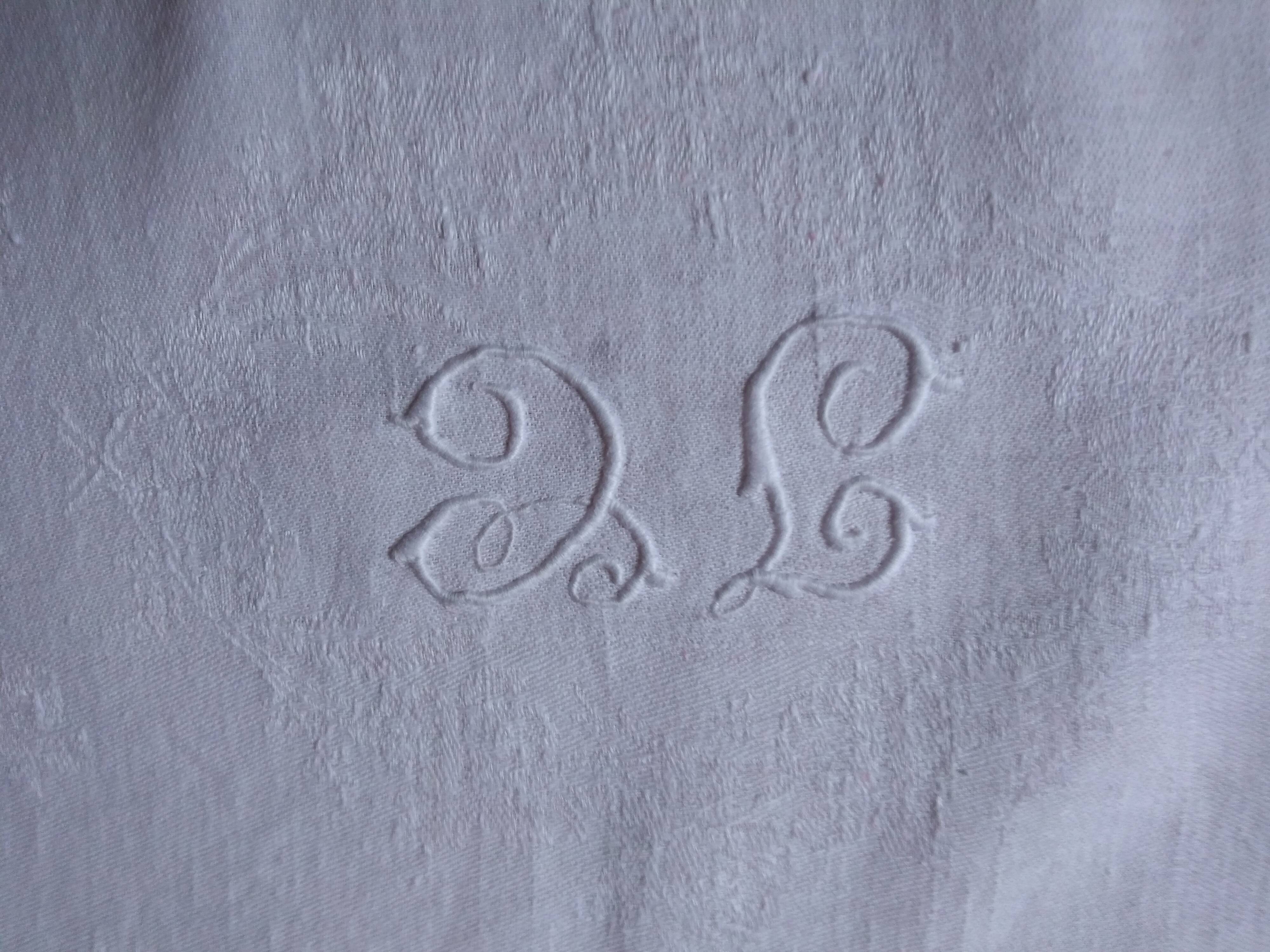 12 Ancient towel embroidered monogrammed JC floral red litter Napoleon III