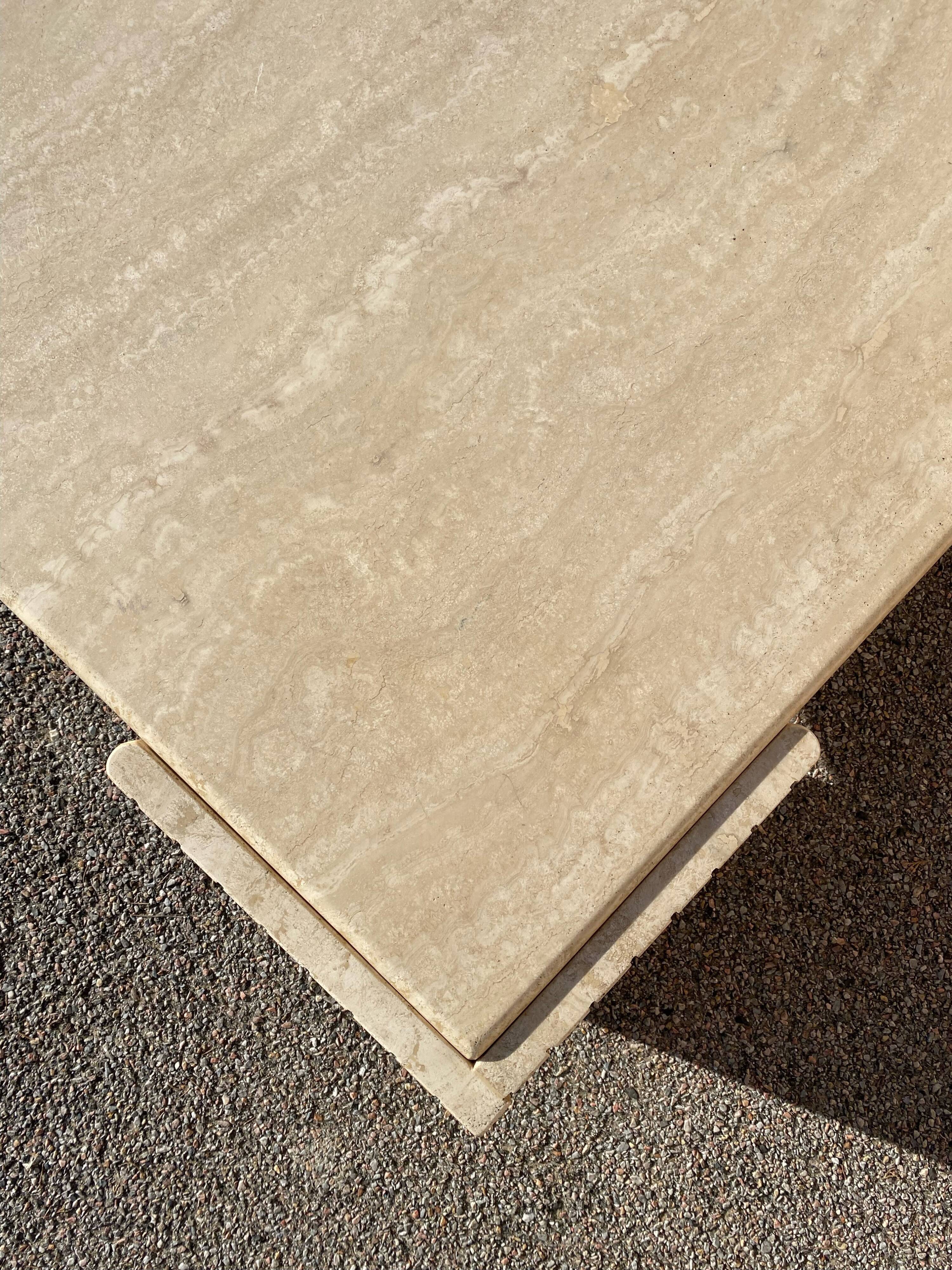 Coffee table in travertine marble design from the 80s