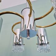 Space Age chandelier in chrome metal and brass, 1970s
