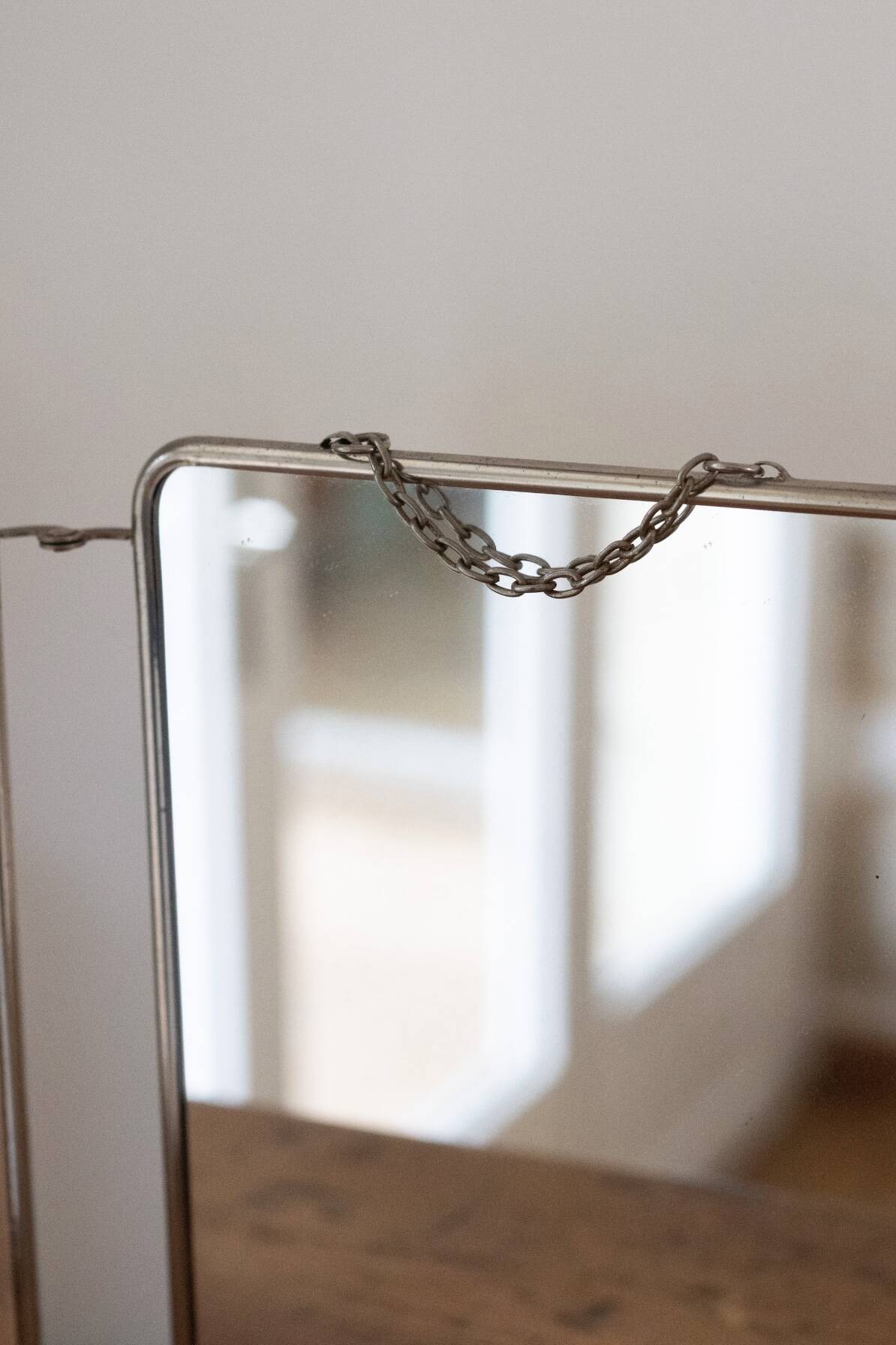 Vintage triptych barber mirror