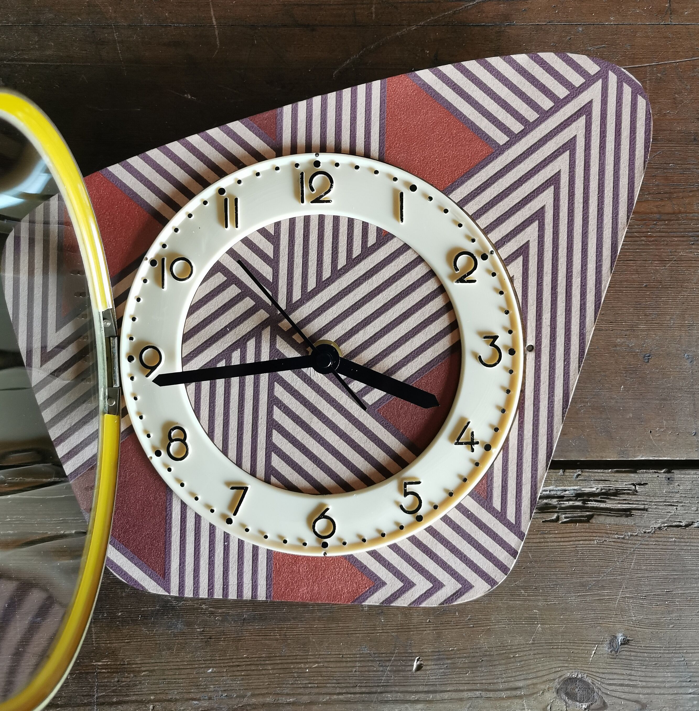 Vintage clock asymmetrical silent wall clock "pink copper"