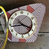 Vintage clock asymmetrical silent wall clock "pink copper"