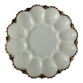 Antique egg dish – White opaline – Gilded edge – Late 19th / early 20th century