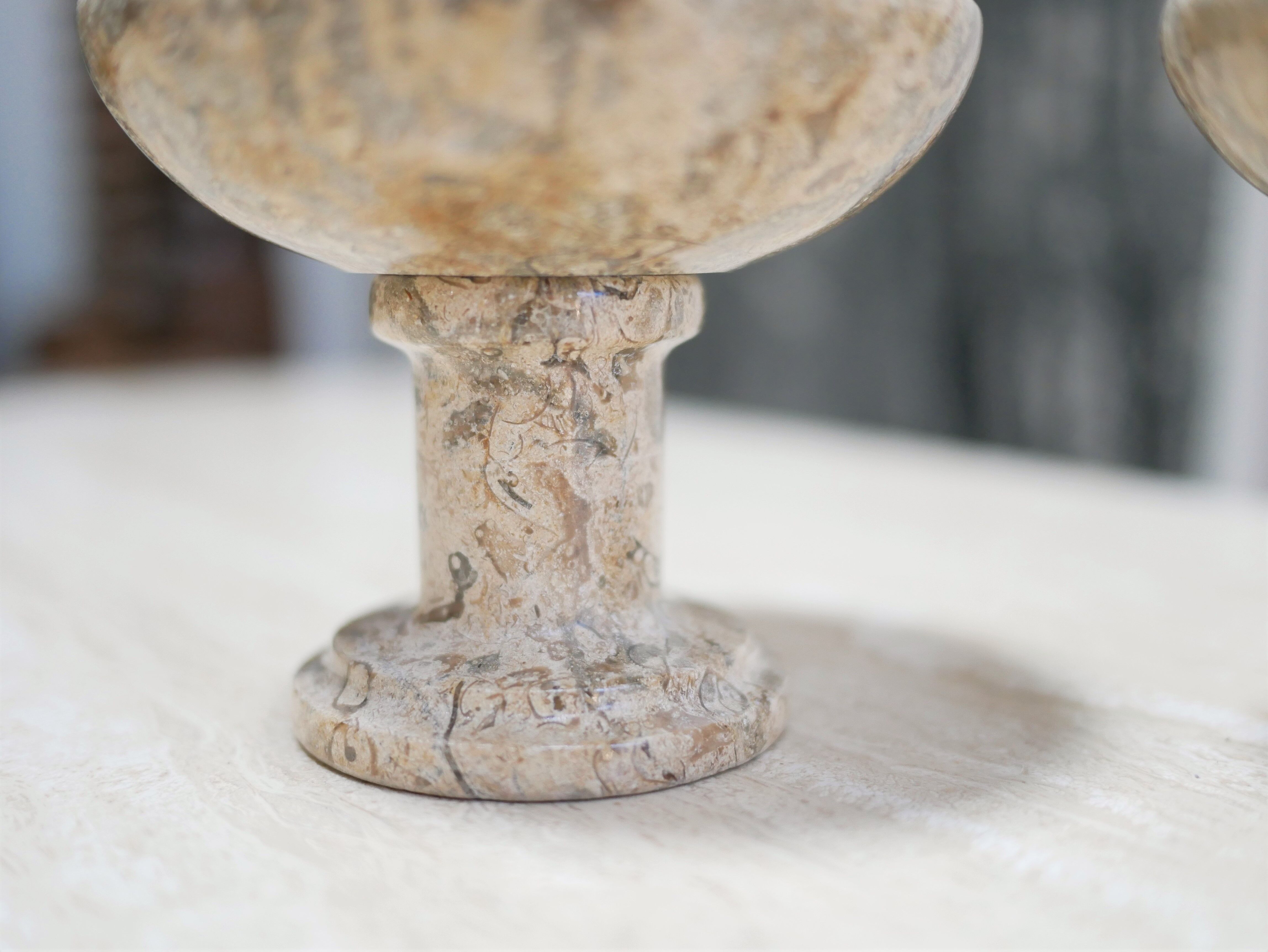 Pair of vintage jasper stone candle holders