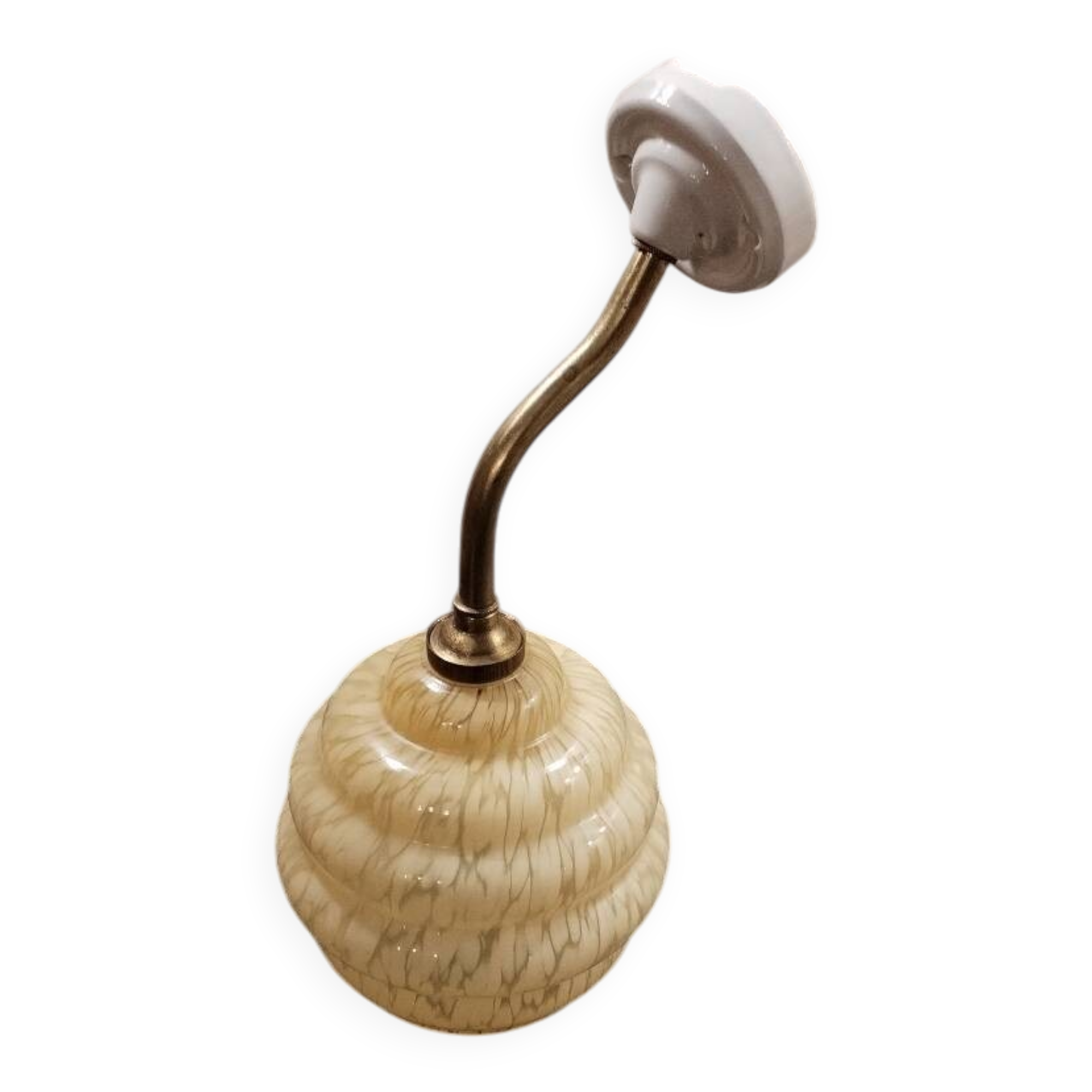 Clichy yellow glass swan neck wall light