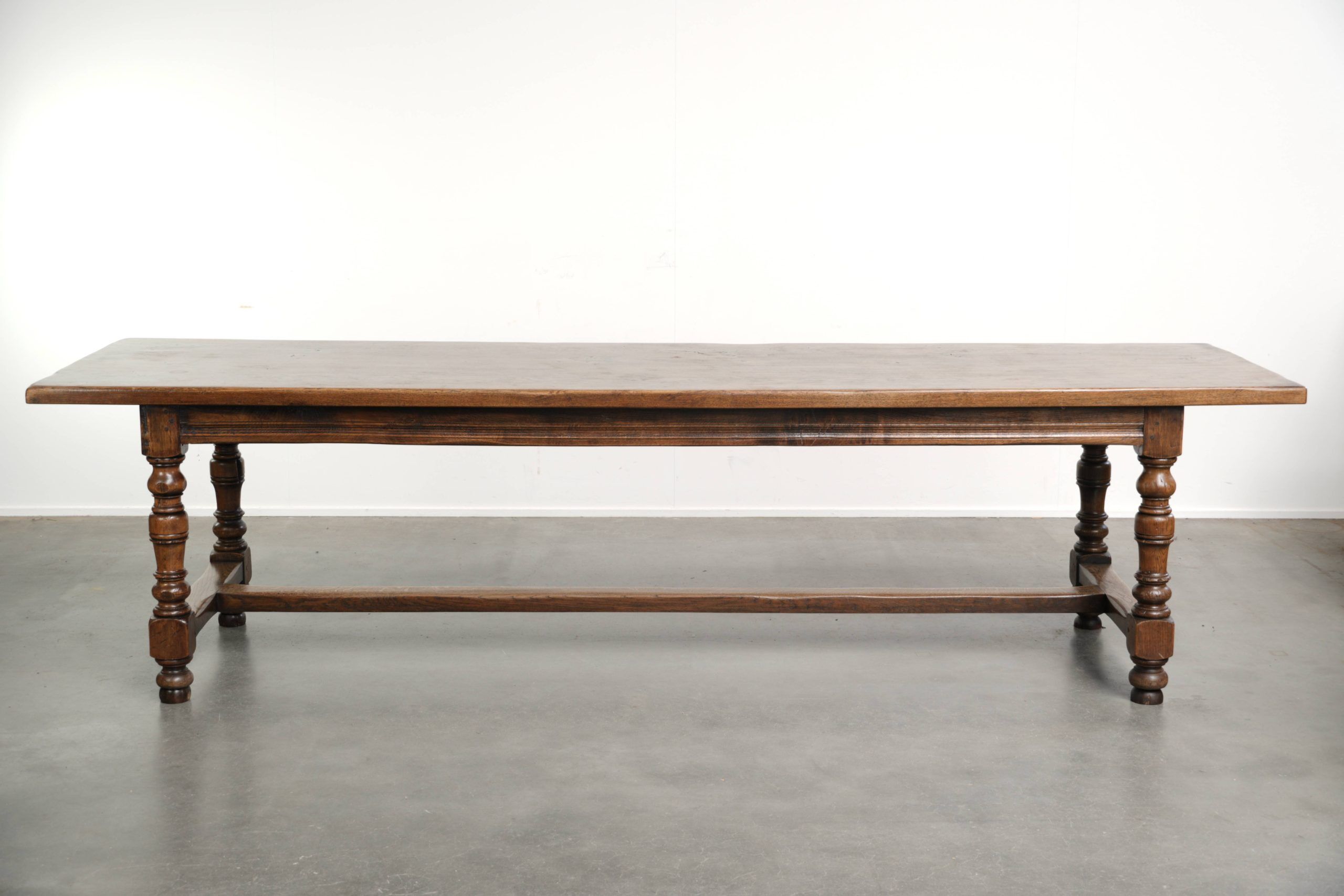 Large antique English oak farmhouse XXL dining table from the 19th century
