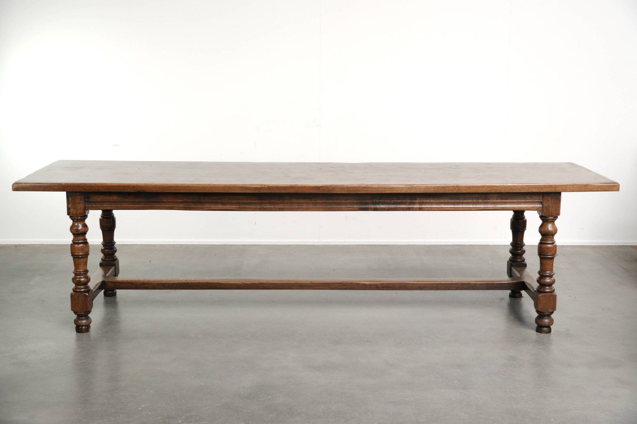 Large antique English oak farmhouse XXL dining table from the 19th century