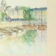 Charming Painting Watercolor Carlier 1989 Honfleur France