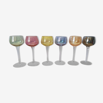 Box of 6 glasses with glass feet in colors of velles le chatel