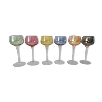 Box of 6 glasses with glass feet in colors of velles le chatel