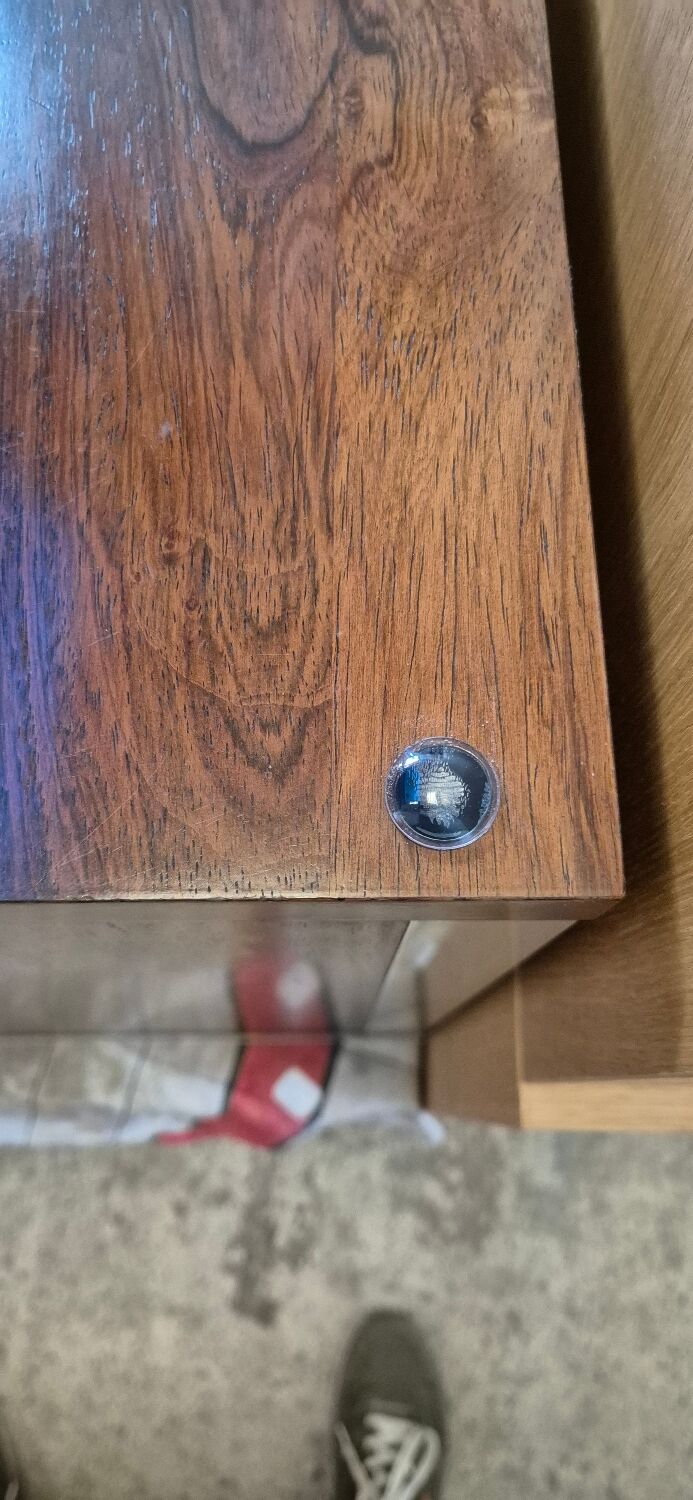 Vintage aluminium and wood bedside tables.