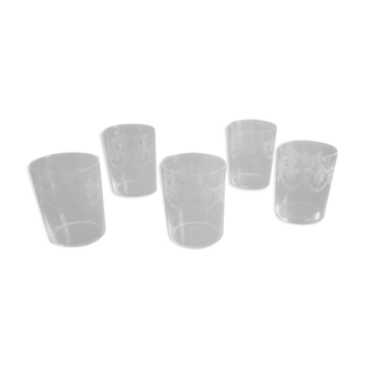 Lot de 5 verres gravés