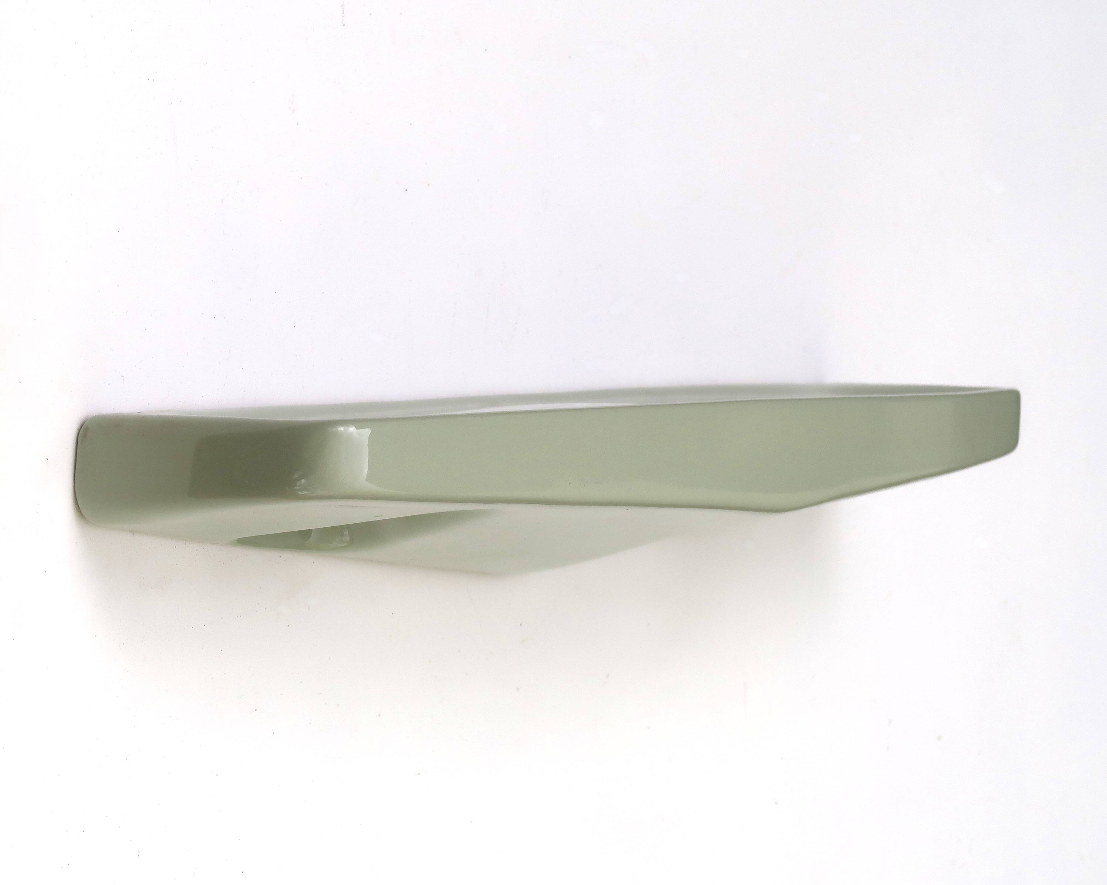 70s green linden porcelain bathroom wall shelf