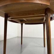 Vintage teak extendable round dining table Scandinavian design 1960s