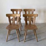 Série de 4 chaises de montagne en bois brut