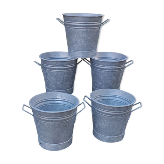 Set 5 buckets vintage florist