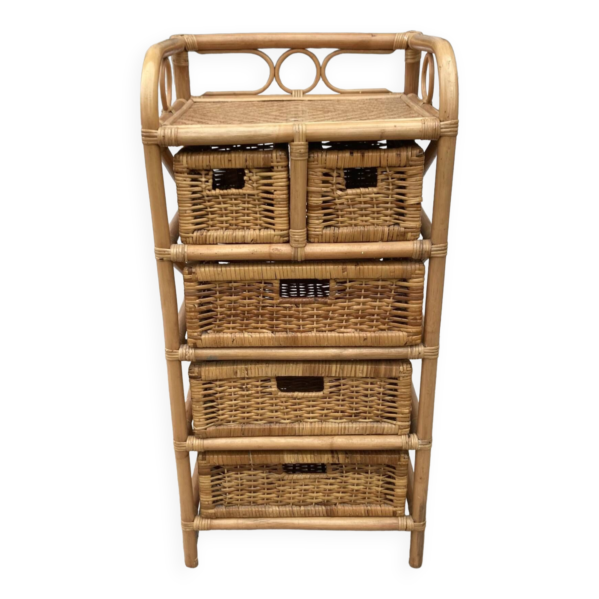 Vintage rattan chiffonier