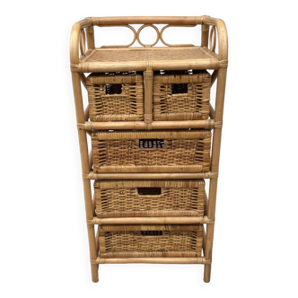 Vintage rattan chiffonier