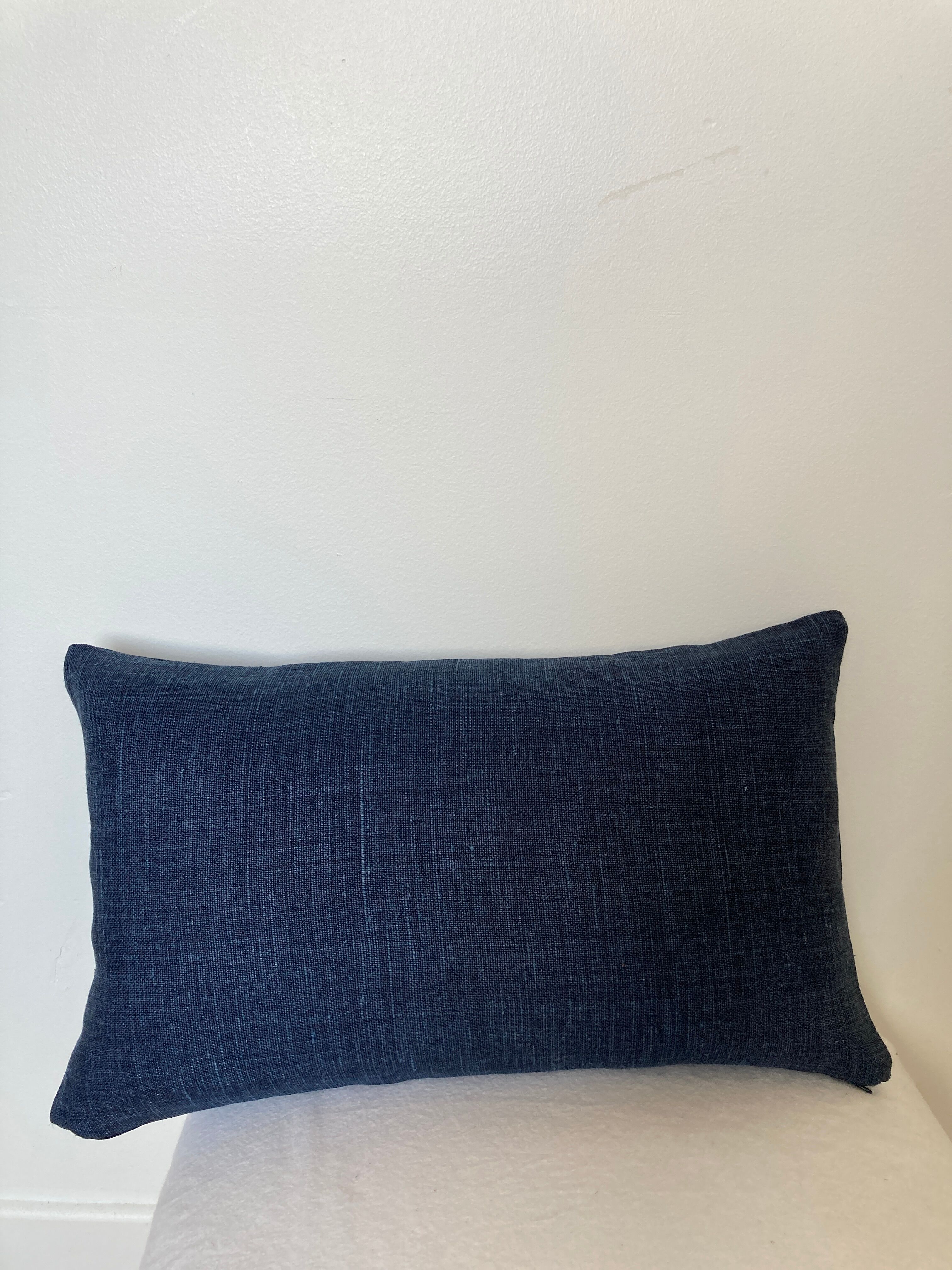 Navy blue linen cushion