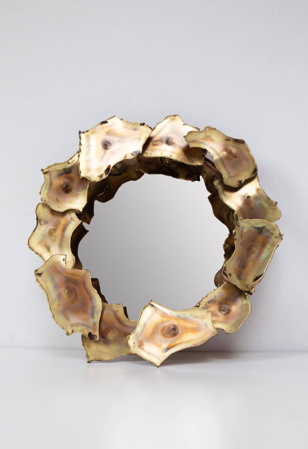 Brass sun mirror from around 1970 (31 cm)