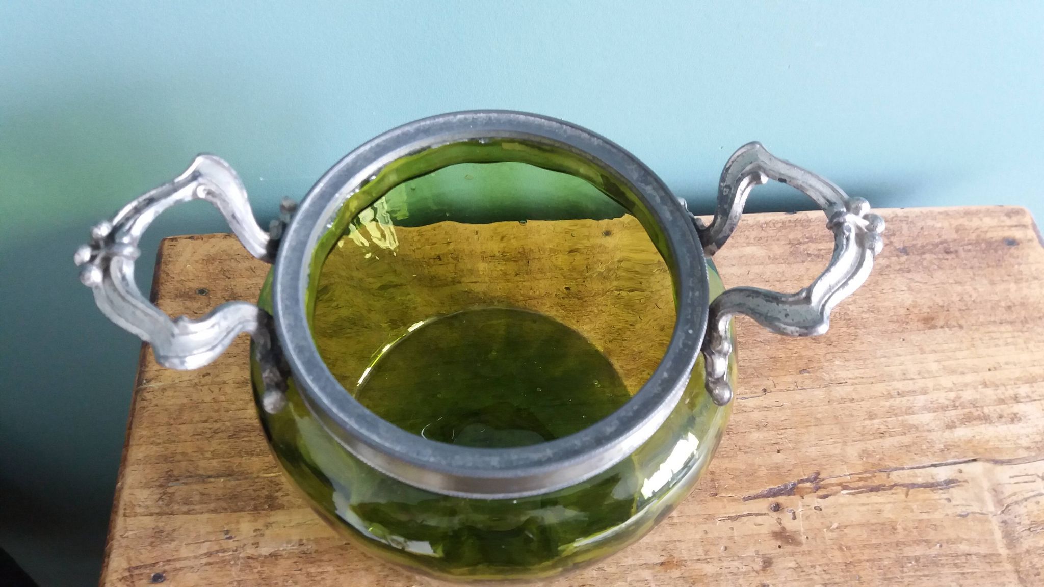 Napoleon III Art Nouveau glass and silver-plated biscuit jar