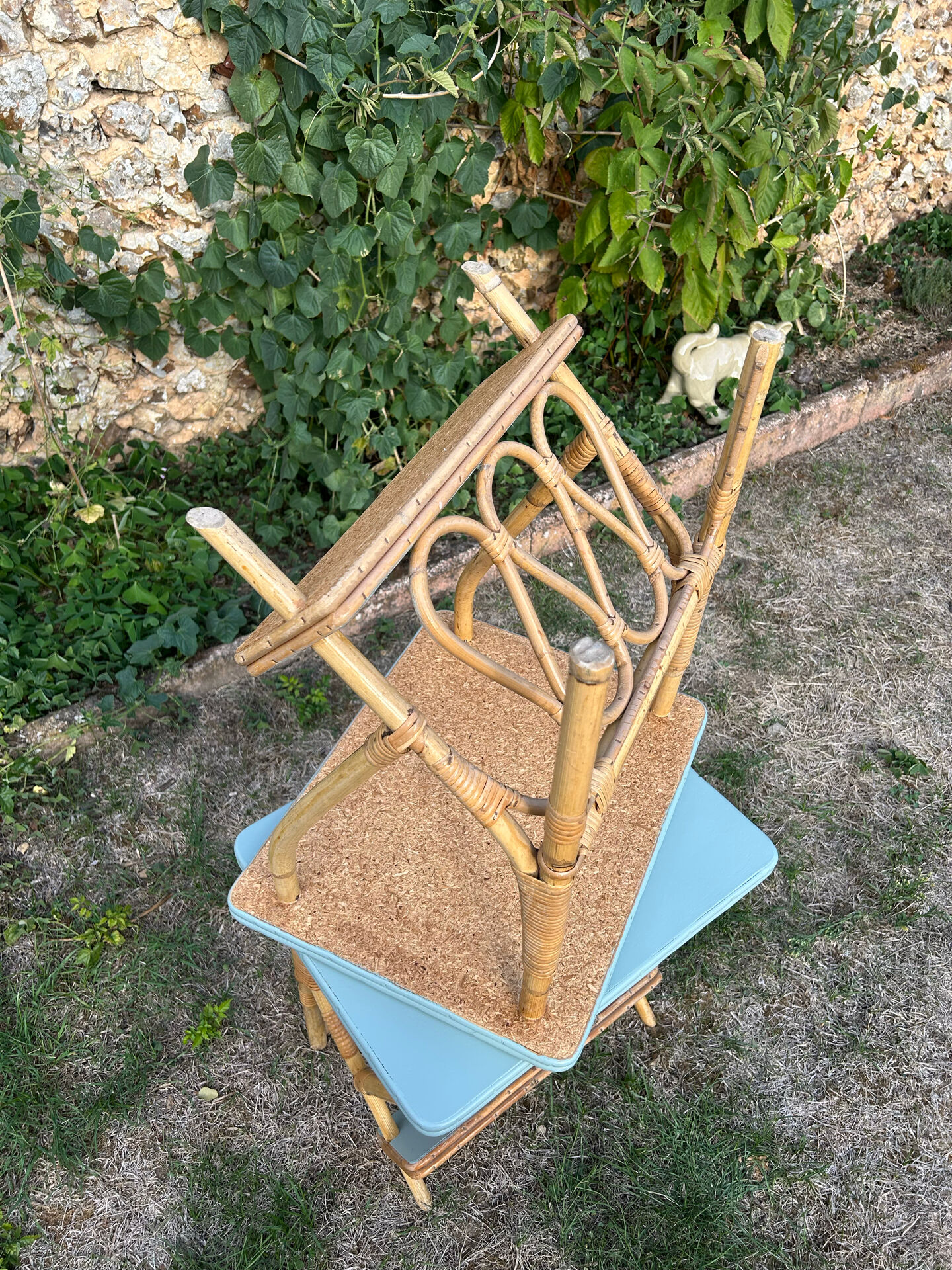 Paire de chevets en rotin vintage 1960
