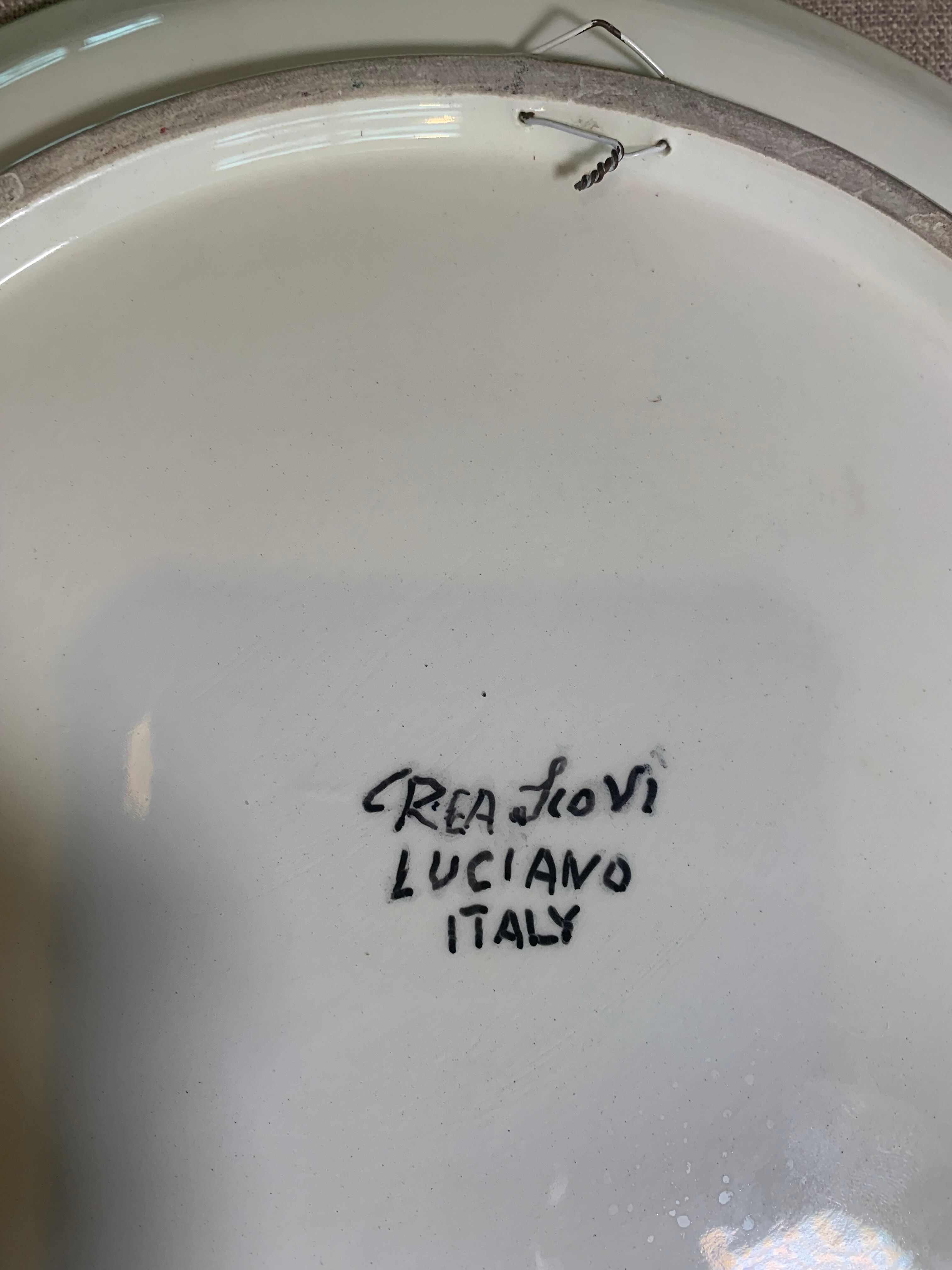 Decorative plate to hang fruit glazed fruit signed Creasiovi Luciano