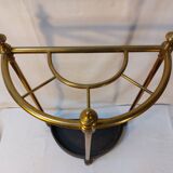 Victorian style half-moon umbrella stand in brass and cast iron