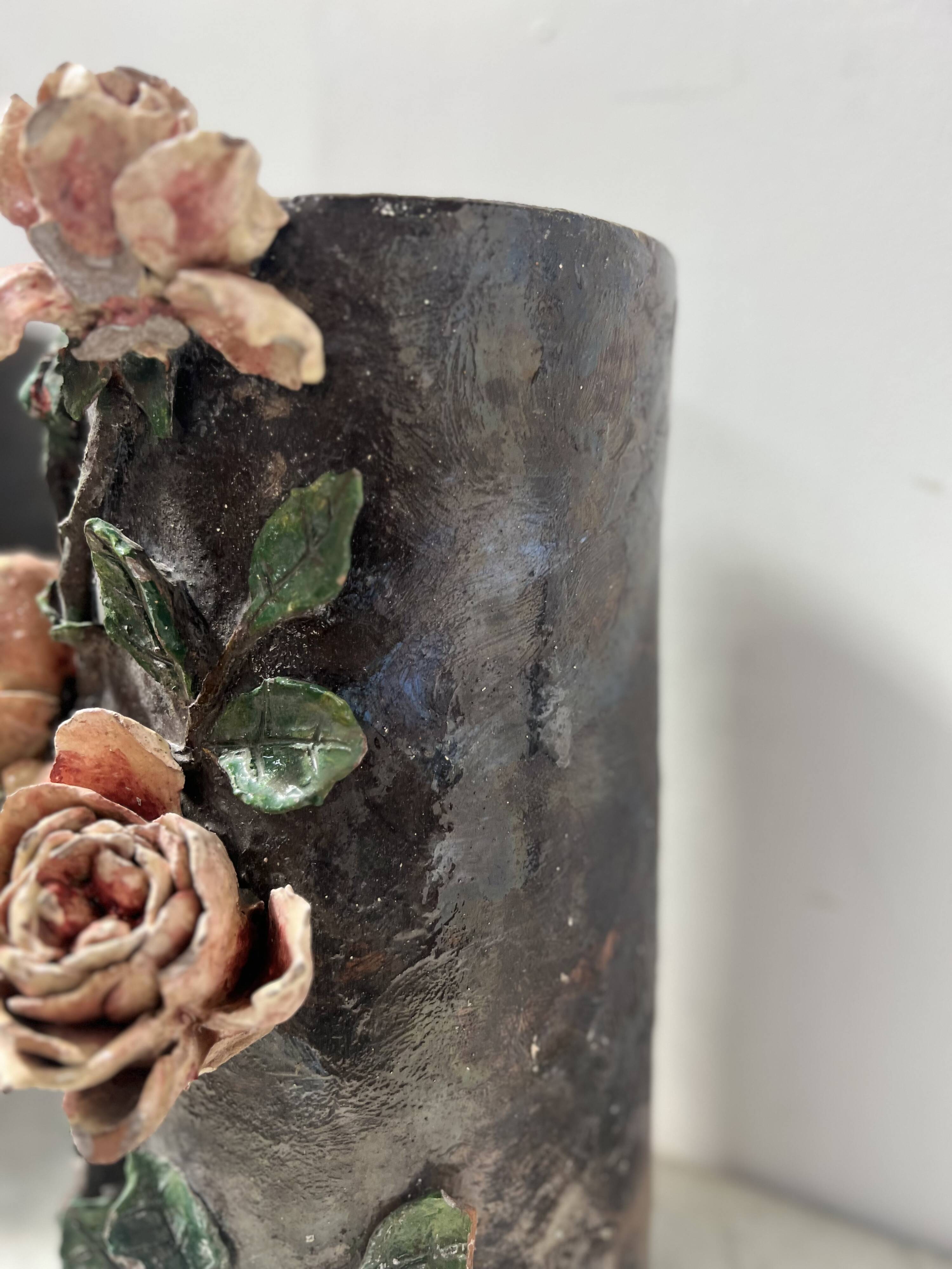 Pair of 20th century slip tube vases