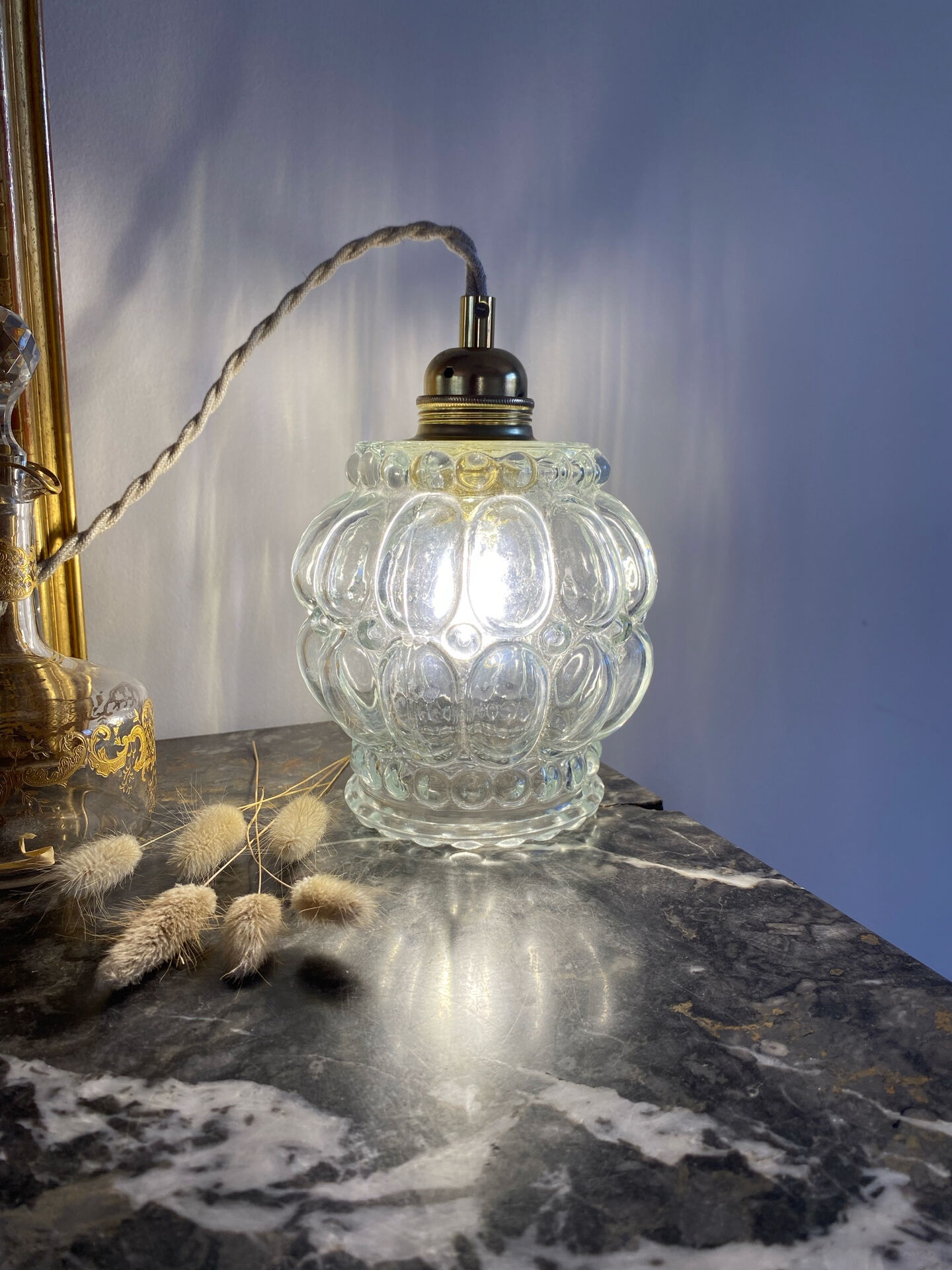 Vintage glass globe lamp