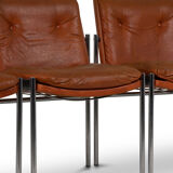 Série de douze chaises en cuir et métal chromé, années 1970