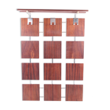 Porte-manteau mural vintage en bois avec étagère à chapeaux, 1960