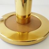 Chic living room lamp golden brass & faux leather 1970 adjustable height 70s 70'