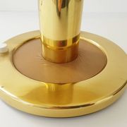 Chic living room lamp golden brass & faux leather 1970 adjustable height 70s 70'