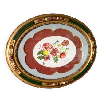 Aquarelle ancien cadre art nouveau