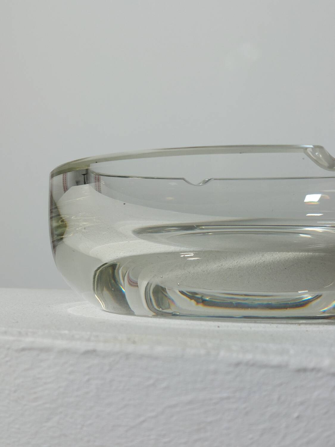 Vintage mid century hand cut crystal glass cigar ashtray