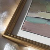 Hamlet in winter - Gouache signed Auzenet framed